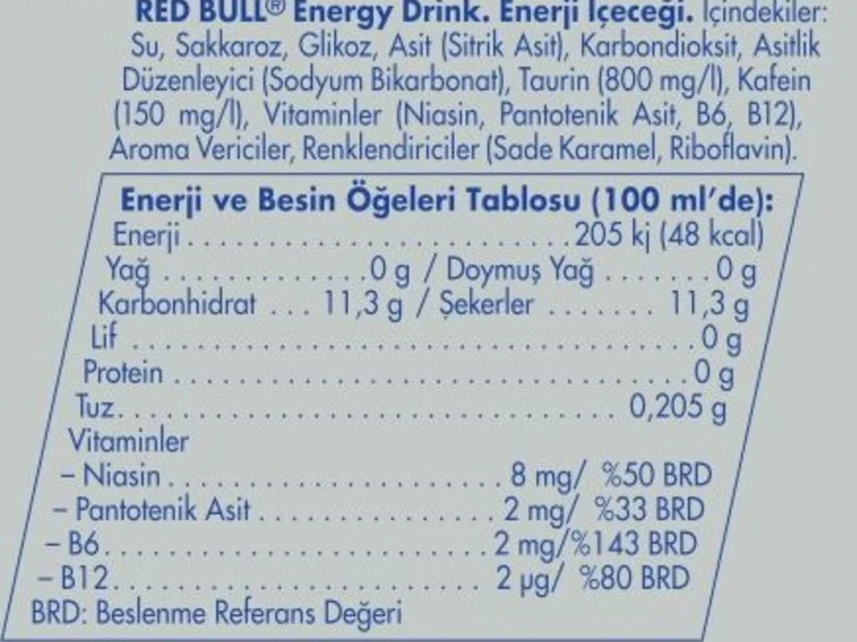 Redbull içeriği
