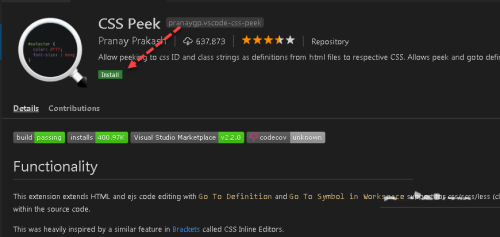 Css Peek eklenti